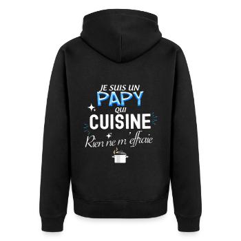 Je Suis un papy qui cuisine Cadeau Pour Mon Papi - Veste à capuche bio Premium Unisexe - noir - Dos - Nico (187cm)