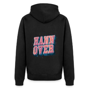 Hanovre Allemagne City Font Vintage Rétro - Veste à capuche bio Premium Unisexe - noir - Dos - Nico (187cm)