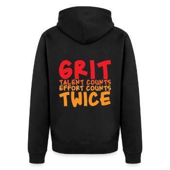 Grit Talent Counts, Effort Counts Twice 2 - Unisex Premium Bio Zip Hoodie - Schwarz - Hinten - Nico (187cm)