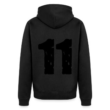 11 Zahl Trikot - Unisex Premium Bio Zip Hoodie - Schwarz - Hinten - Nico (187cm)