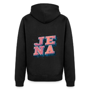 Jena Deutschland Stadt Schrift Vintage Retro - Unisex Premium Bio Zip Hoodie - Schwarz - Hinten - Nico (187cm)