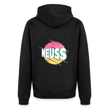 Neuss Deutschland Stadt Schrift Vintage Retro - Unisex Premium Bio Zip Hoodie - Schwarz - Hinten - Nico (187cm)