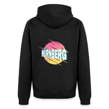 Nuremberg Allemagne City Font Vintage Rétro - Veste à capuche bio Premium Unisexe - noir - Dos - Nico (187cm)