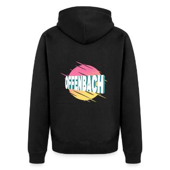 Offenbach Deutschland Stadt Schrift Vintage Retro - Unisex Premium Bio Zip Hoodie - Schwarz - Hinten - Nico (187cm)