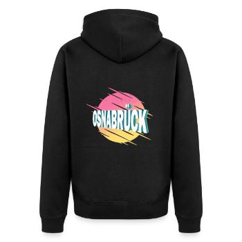 Osnabrück Allemagne City Font Vintage Rétro - Veste à capuche bio Premium Unisexe - noir - Dos - Nico (187cm)