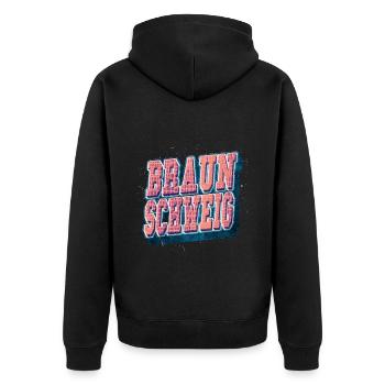 Braunschweig Allemagne City Font Vintage - Veste à capuche bio Premium Unisexe - noir - Dos - Nico (187cm)