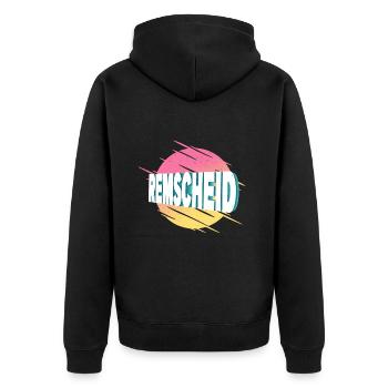 Remscheid Deutschland Stadt Schrift Vintage Retro - Unisex Premium Bio Zip Hoodie - Schwarz - Hinten - Nico (187cm)