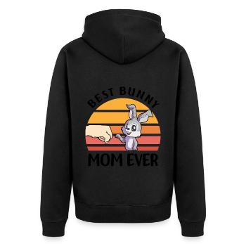 Hares - Unisex Premium Organic Zip Hoodie - black - Back - Nico (187cm)