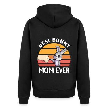 Hasen Mama | Haustiere Hase Nagetiere Geschenkidee - Unisex Premium Bio Zip Hoodie - Schwarz - Hinten - Nico (187cm)
