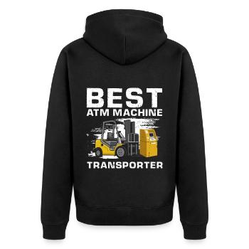 Warehouse drivers and warehouse workers for forklifts - Unisex Premium Organic Zip Hoodie - black - Back - Nico (187cm)