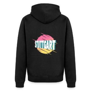 Stuttgart Germany City Font Vintage Retro - Unisex Premium Organic Zip Hoodie - black - Back - Nico (187cm)