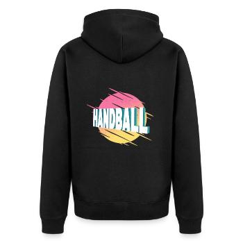 Handball Handball Player Handball Player Vintage Retro - Veste à capuche bio Premium Unisexe - noir - Dos - Nico (187cm)