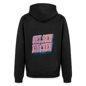 Gelsenkirchen Deutschland Stadt Vintage Retro - Unisex Premium Bio Zip Hoodie - Schwarz - Hinten - Nico (187cm)