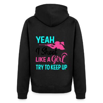 Shooting - Unisex Premium Organic Zip Hoodie - black - Back - Nico (187cm)