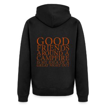 Good Friends Around A Campfire - Unisex Premium Organic Zip Hoodie - black - Back - Nico (187cm)