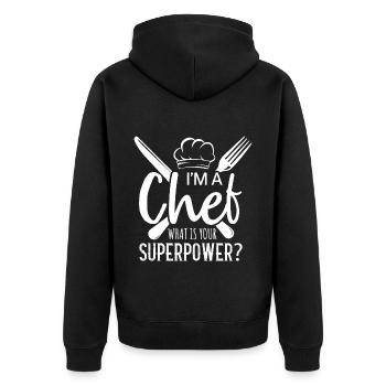 Chef Chef Chefs Kitchen Funny saying - Unisex Premium Organic Zip Hoodie - black - Back - Nico (187cm)