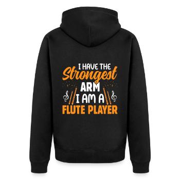 I have the strongest arm, I am a - Unisex Premium Organic Zip Hoodie - black - Back - Nico (187cm)