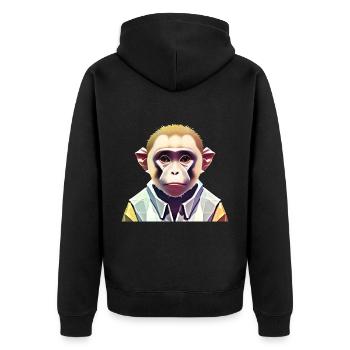 Polygon Affe - Unisex Premium Bio Zip Hoodie - Schwarz - Hinten - Nico (187cm)