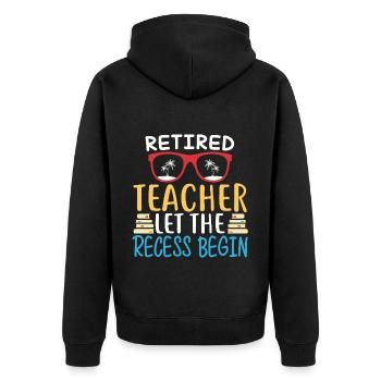 Lehrer im Ruhestand, Lehrer in Rente - Unisex Premium Bio Zip Hoodie - Schwarz - Hinten - Nico (187cm)