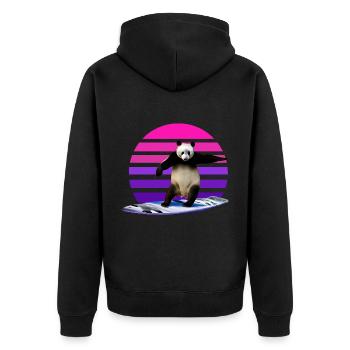 Panda Surfer - Unisex Premium Organic Zip Hoodie - black - Back - Nico (187cm)