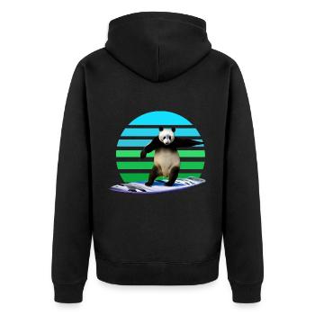 Panda Surfer - Unisex Premium Organic Zip Hoodie - black - Back - Nico (187cm)