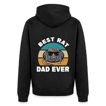 Ratten Geschenke für Männer | Ratte Haustier Tiere - Unisex Premium Bio Zip Hoodie - Schwarz - Hinten - Nico (187cm)