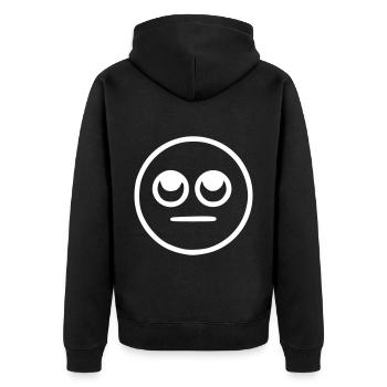 Emoji Skizze neutral weiß - Unisex Premium Bio Zip Hoodie - Schwarz - Hinten - Nico (187cm)