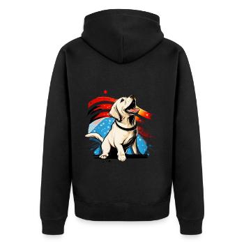 Labrador Dog USA Gift - Unisex Premium Organic Zip Hoodie - black - Back - Nico (187cm)