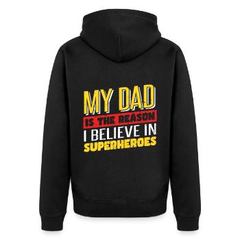 Vatertag | Papa | Papa | Sohn - Unisex Premium Bio Zip Hoodie - Schwarz - Hinten - Nico (187cm)