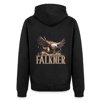 Falknerei Beizjagd Greifvogel Greif Falke - Unisex Premium Bio Zip Hoodie - Schwarz - Hinten - Nico (187cm)
