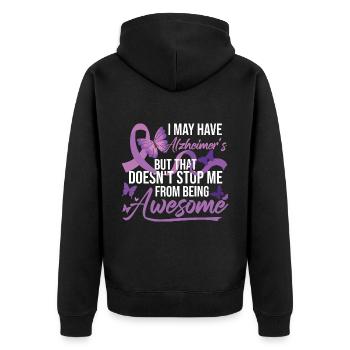 Ich könnte Alzheimer haben - Unisex Premium Bio Zip Hoodie - Schwarz - Hinten - Nico (187cm)