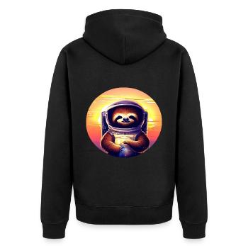 Plus paresseux dans l’espace au coucher du soleil - Veste à capuche bio Premium Unisexe - noir - Dos - Nico (187cm)