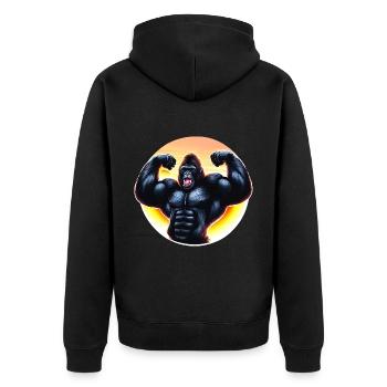 Muscular sunset gorilla - Unisex Premium Organic Zip Hoodie - black - Back - Nico (187cm)