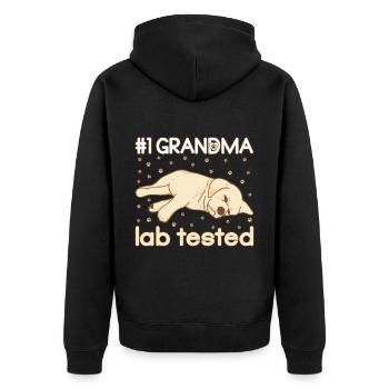 Grandma Lab Tested - Unisex Premium Organic Zip Hoodie - black - Back - Nico (187cm)