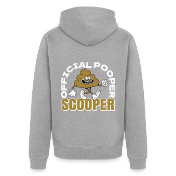 Official Pooper Scooper 30 - Unisex Premium Bio Zip Hoodie - Grau meliert - Hinten - Nico (187cm)