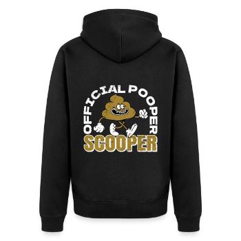 Official Pooper Scooper 30 - Unisex Premium Bio Zip Hoodie - Schwarz - Hinten - Nico (187cm)