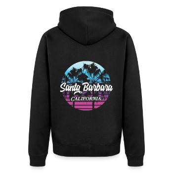 Santa Barbara California Sunset Retro - Unisex Premium Organic Zip Hoodie - black - Back - Nico (187cm)