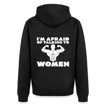 I'm Afraid Of Talking To Women 2 - Unisex Premium Bio Zip Hoodie - Schwarz - Hinten - Nico (187cm)