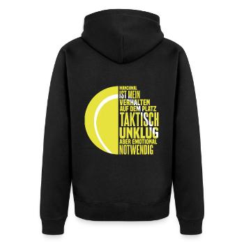 Tennis Taktik Coach Tennistrainer Tennisspieler - Unisex Premium Bio Zip Hoodie - Schwarz - Hinten - Nico (187cm)