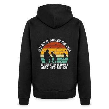 Bester Angler Und Papa Zu Sein Ist Nicht Einfach - Unisex Premium Bio Zip Hoodie - Schwarz - Hinten - Nico (187cm)