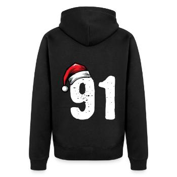 91 Numéro Noël - Veste à capuche bio Premium Unisexe - noir - Dos - Nico (187cm)