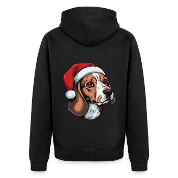 Beagle chien portrait Noël - Veste à capuche bio Premium Unisexe - noir - Dos - Nico (187cm)