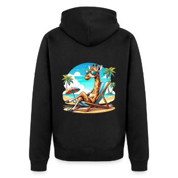 Urlaub Glückseligkeit Giraffe Faul für einen - Unisex Premium Bio Zip Hoodie - Schwarz - Hinten - Nico (187cm)