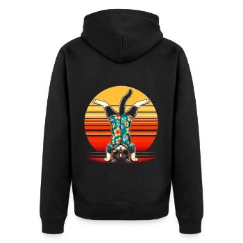Katze Kopfstand Turnen Gymnastik Akrobatik - Unisex Premium Bio Zip Hoodie - Schwarz - Hinten - Nico (187cm)