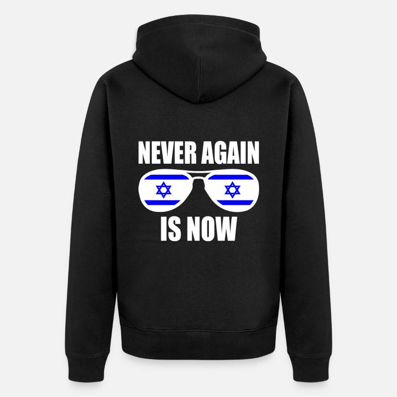 Never again is now - Unisex Premium Bio Zip Hoodie - Schwarz