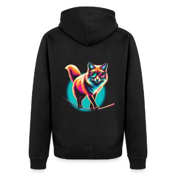 Fuchs Slackline - Unisex Premium Bio Zip Hoodie - Schwarz - Hinten - Nico (187cm)