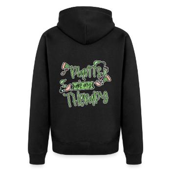 Plants Are My Therapy 4 - Unisex Premium Organic Zip Hoodie - black - Back - Nico (187cm)
