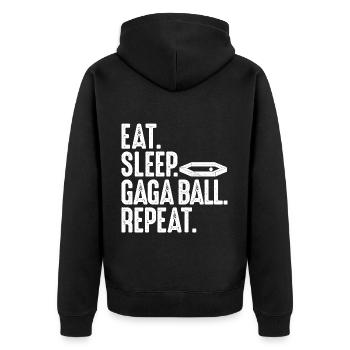 Manger. Dormir. Bal de Gaga. Répéter. Ballon chasseur Gagaball - Veste à capuche bio Premium Unisexe - noir - Dos - Nico (187cm)