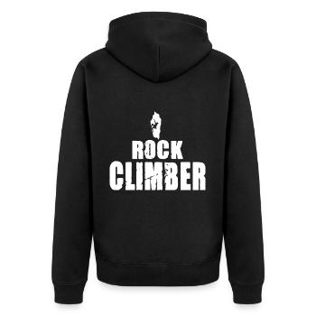 Rock Climber - Unisex Premium Bio Zip Hoodie - Schwarz - Hinten - Nico (187cm)