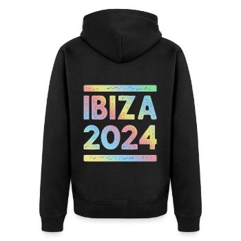 Ibiza 2024 Colorful Holiday Team - Unisex Premium Organic Zip Hoodie - black - Back - Nico (187cm)